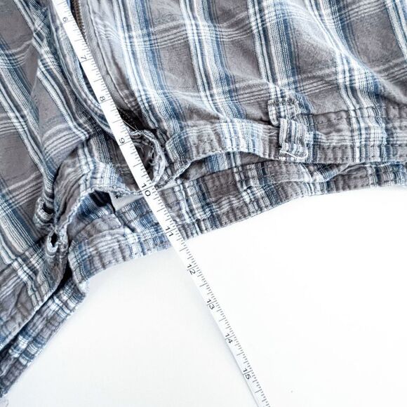 Burnside Mens Cargo Shorts Side Pockets Plaid Blue Gray Size 36 - Picture 7 of 9